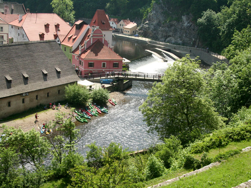 Cesky Krumlov was built at a ford in the Vltava River.