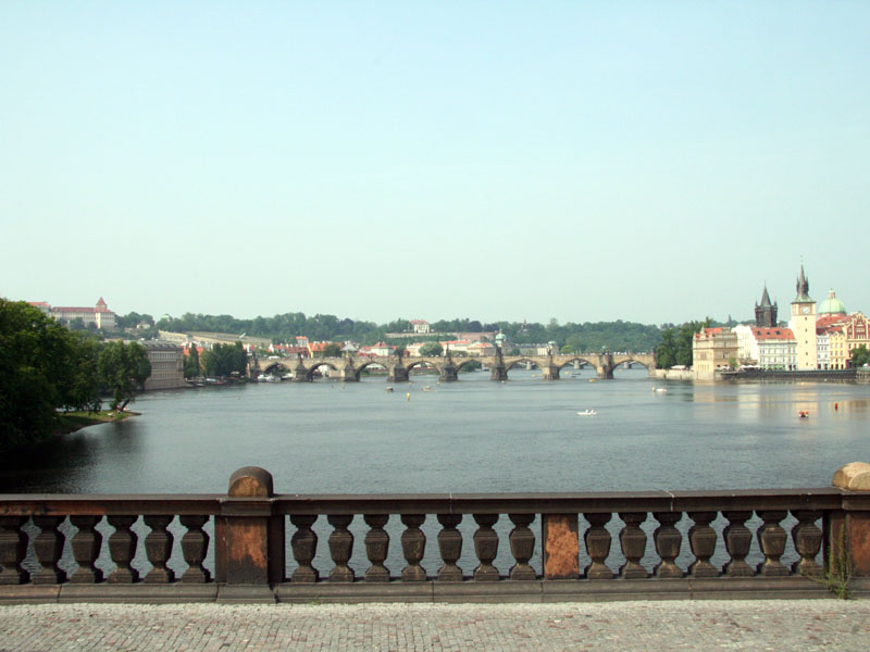 PRAGUE's Charles Bridge across the Vltava River