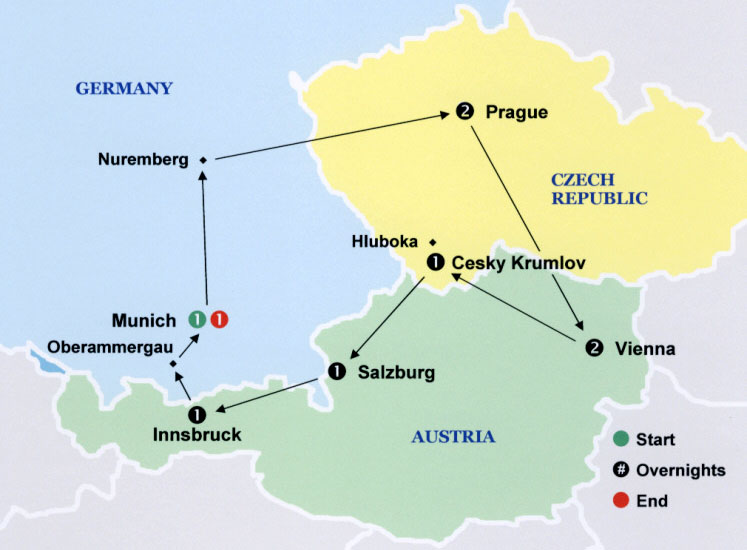 Imperial Castles Tour map